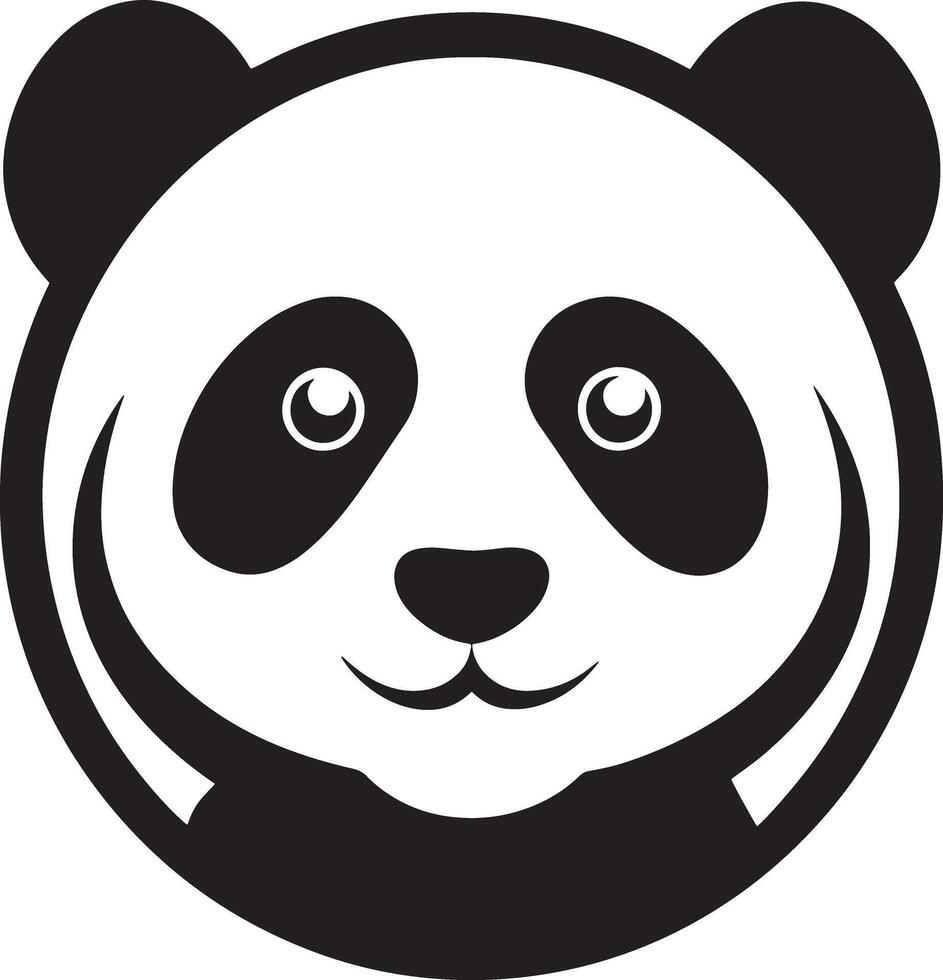 minimal panda bear logo illustration black and white vector