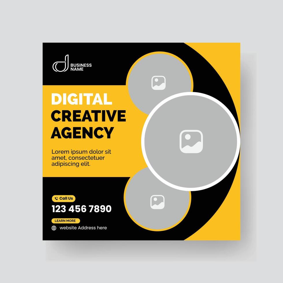 Modern Digital Marketing Agency Social Media Post For Business. Abstract Advertisement Square Web Post for Company Promotion. vector
