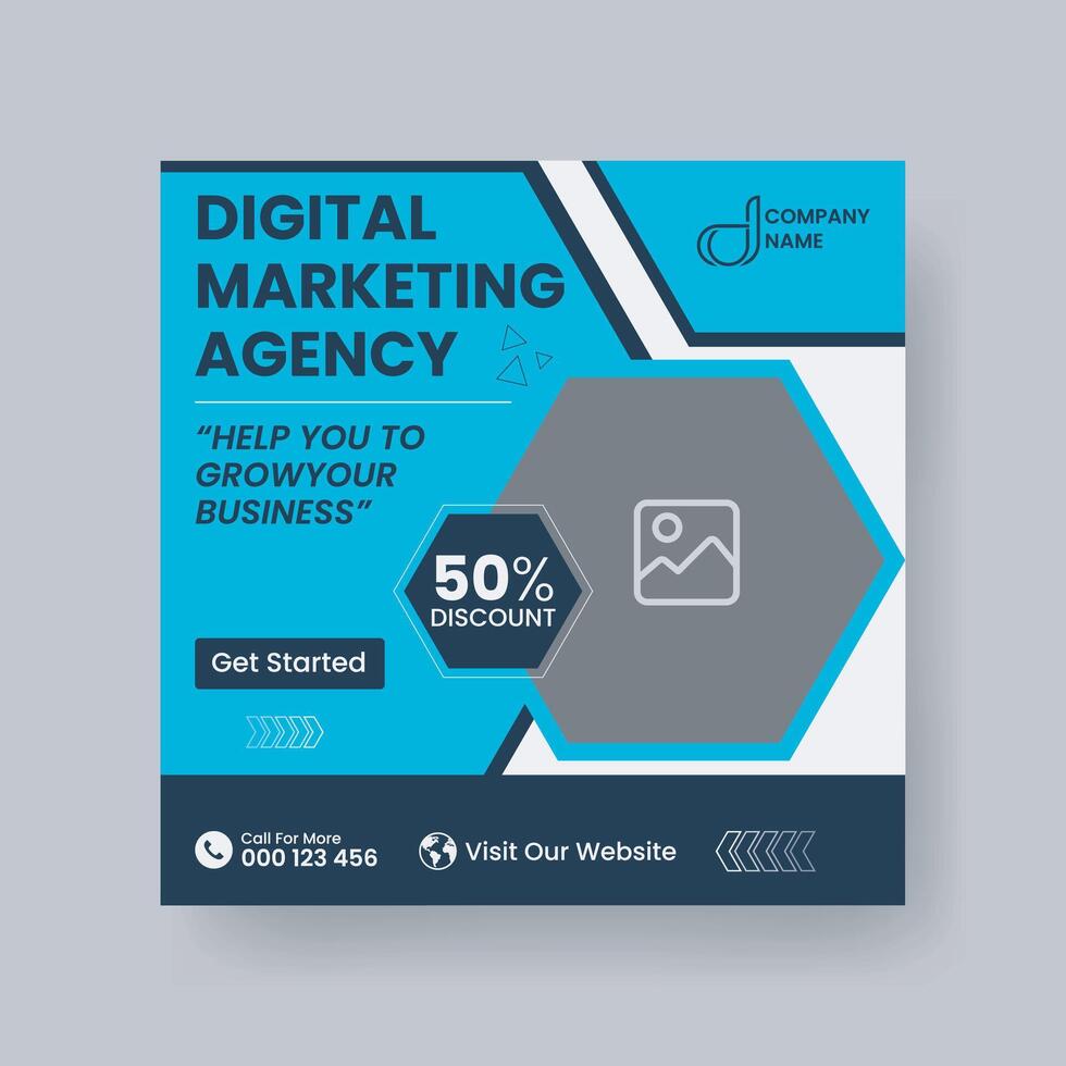Modern Digital Marketing Agency Social Media Post For Business. Abstract Advertisement Square Web Post for Company Promotion. vector