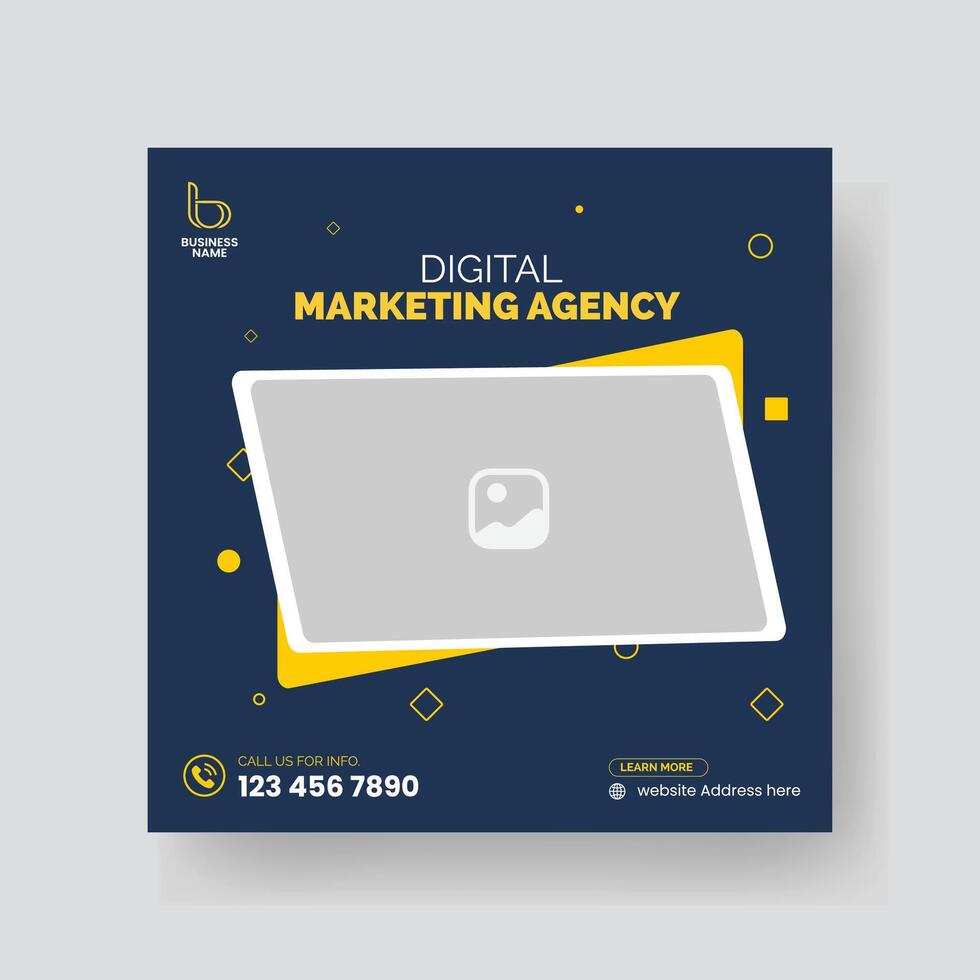 Modern Digital Marketing Agency Social Media Post For Business. Abstract Advertisement Square Web Post for Company Promotion. vector