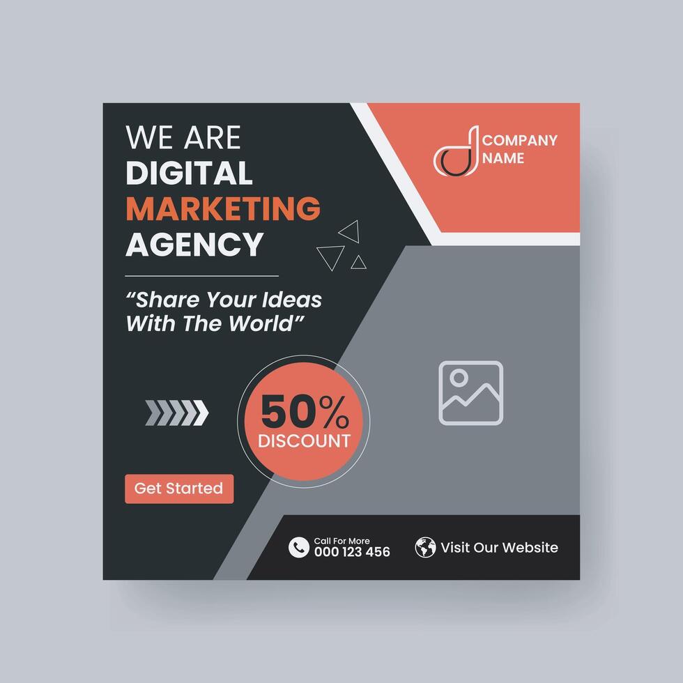 Modern Digital Marketing Agency Social Media Post For Business. Abstract Advertisement Square Web Post for Company Promotion. vector