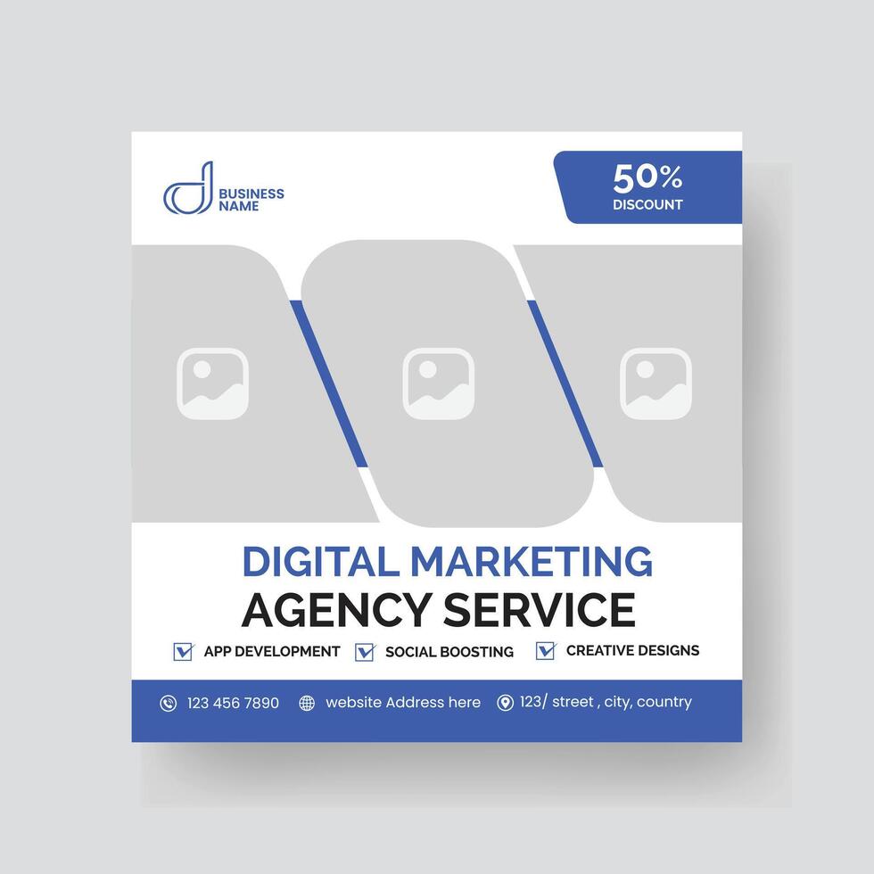 Modern Digital Marketing Agency Social Media Post For Business. Abstract Advertisement Square Web Post for Company Promotion. vector