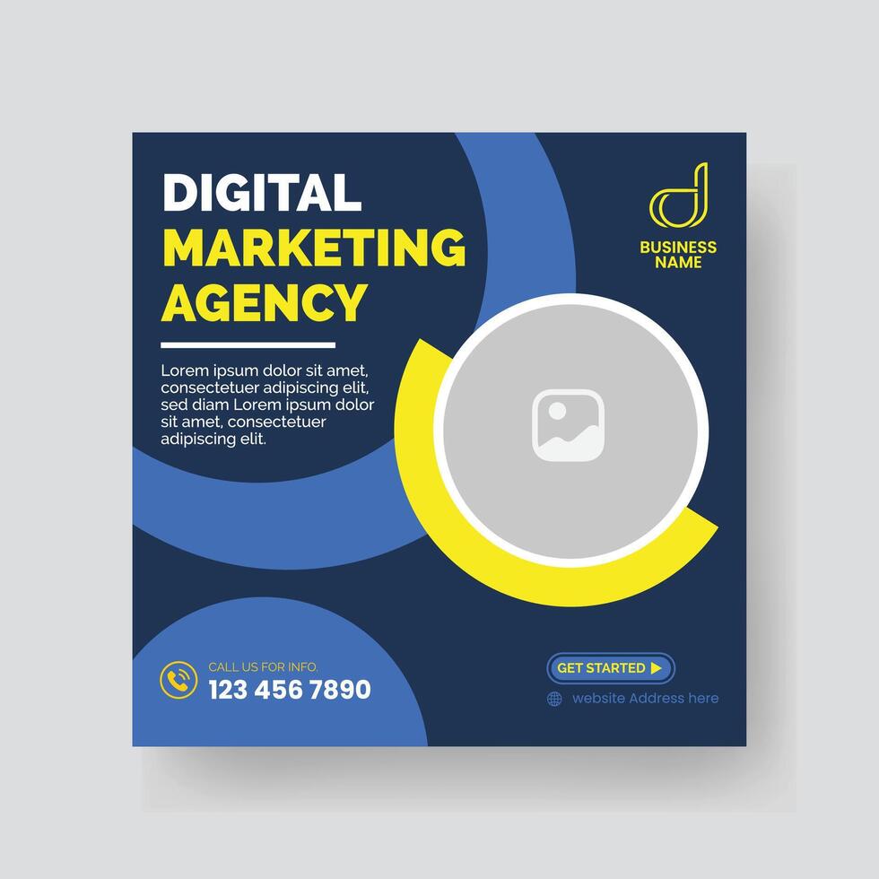 Modern Digital Marketing Agency Social Media Post For Business. Abstract Advertisement Square Web Post for Company Promotion. vector