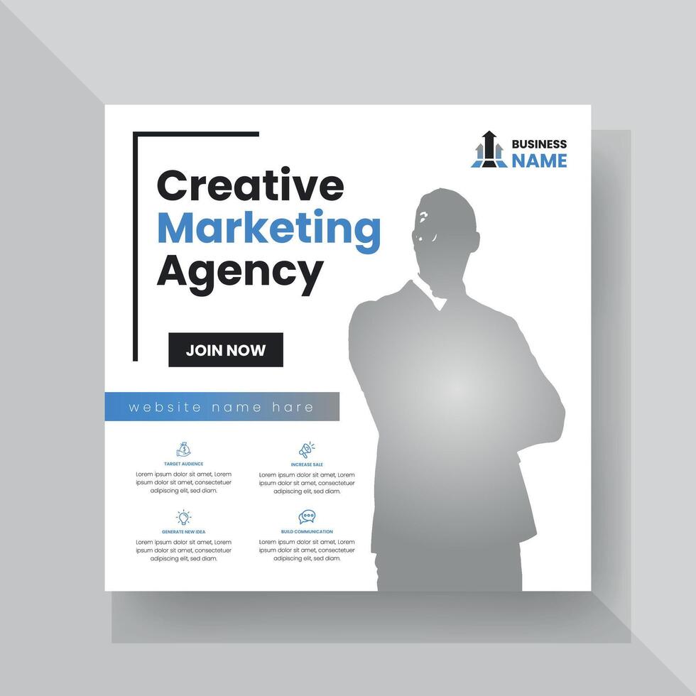 Modern Digital Marketing Agency Social Media Post For Business. Abstract Advertisement Square Web Post for Company Promotion. vector