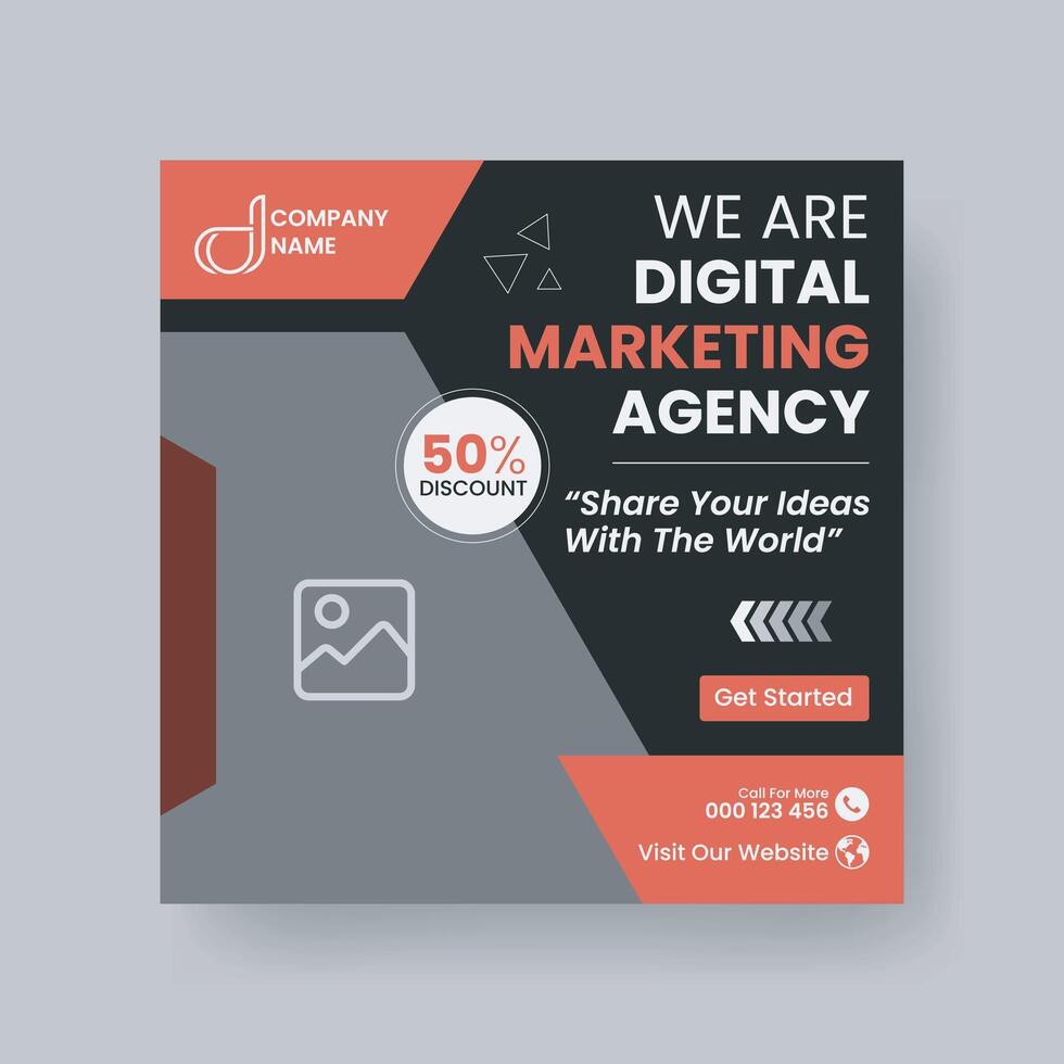 Modern Digital Marketing Agency Social Media Post For Business. Abstract Advertisement Square Web Post for Company Promotion. vector