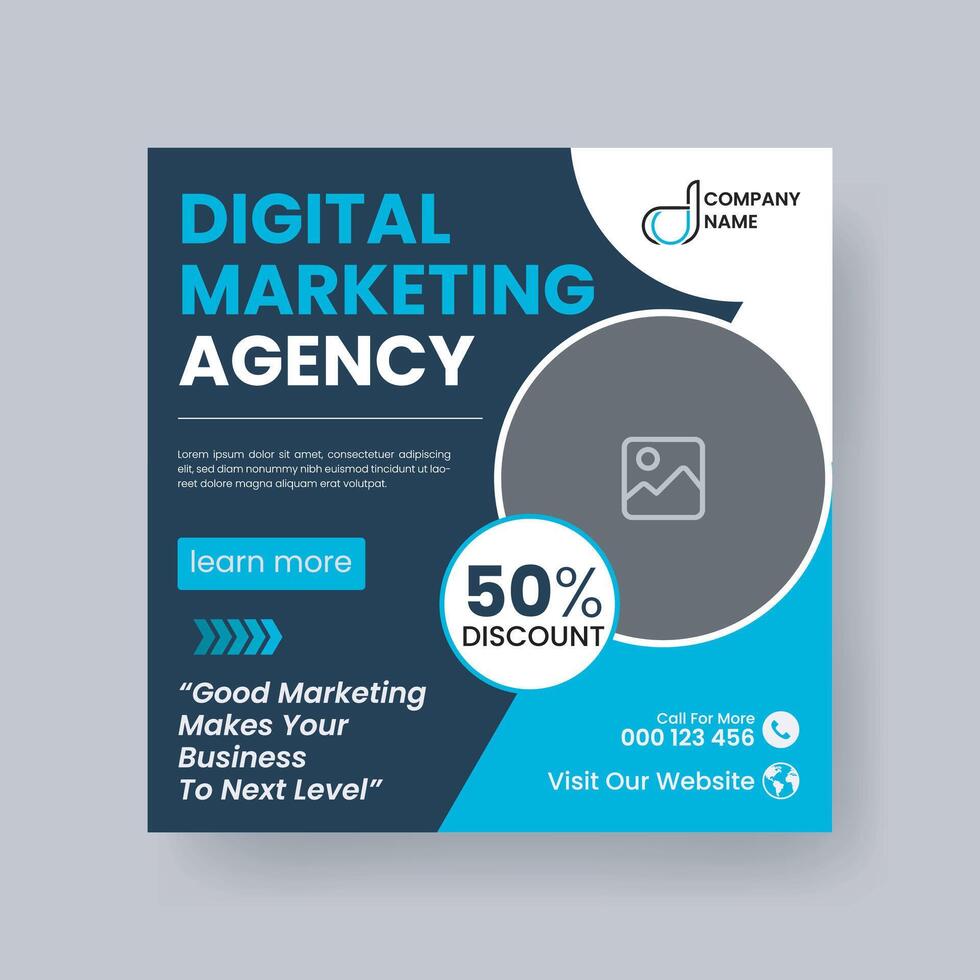 Modern Digital Marketing Agency Social Media Post For Business. Abstract Advertisement Square Web Post for Company Promotion. vector