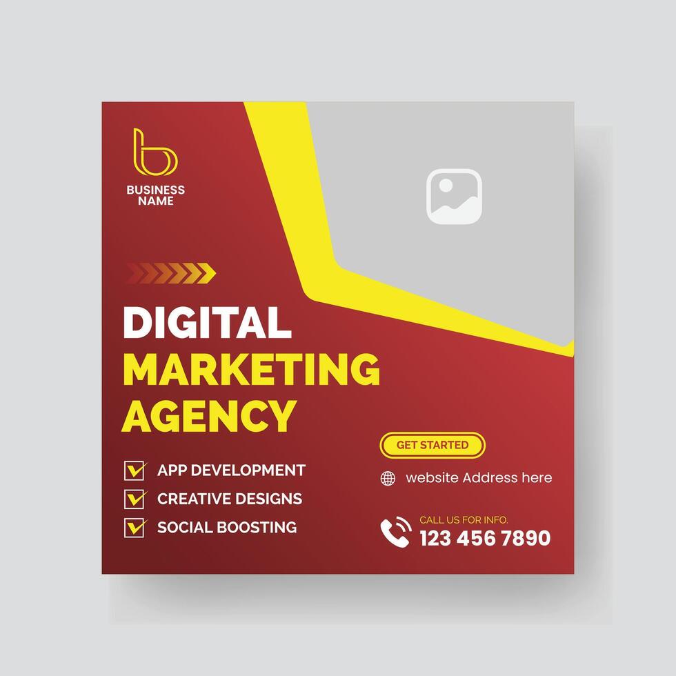 Modern Digital Marketing Agency Social Media Post For Business. Abstract Advertisement Square Web Post for Company Promotion. vector