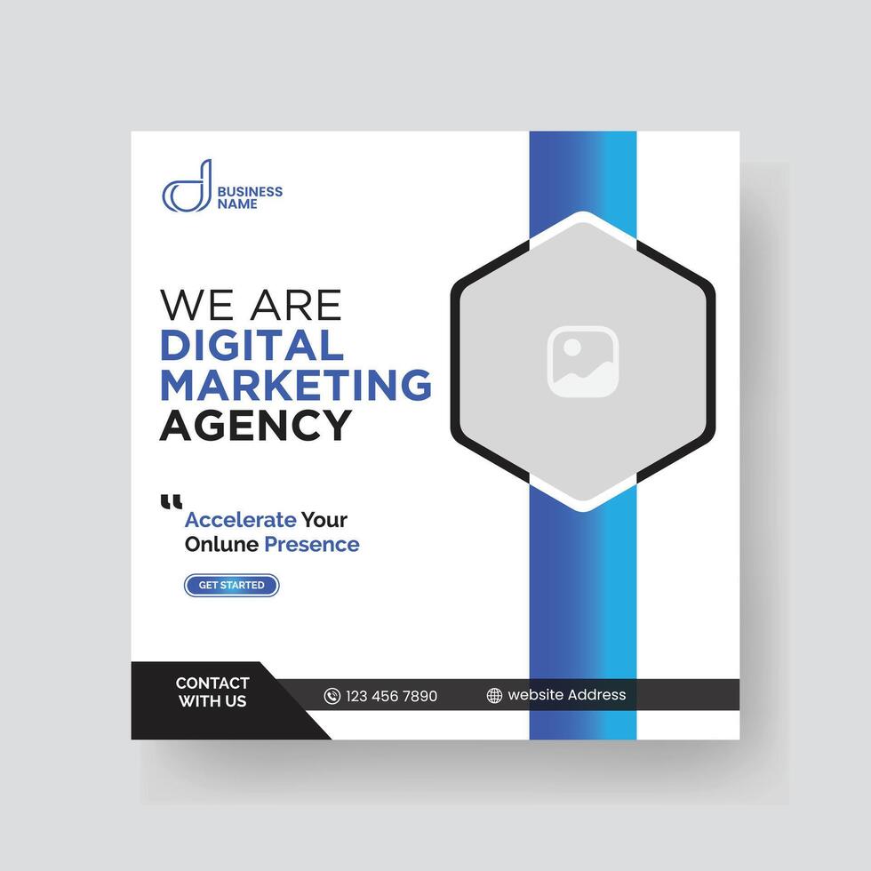 Modern Digital Marketing Agency Social Media Post For Business. Abstract Advertisement Square Web Post for Company Promotion. vector
