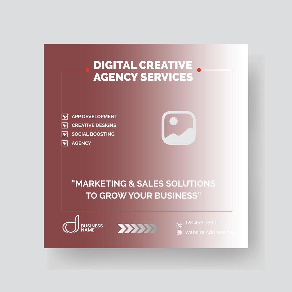 Modern Digital Marketing Agency Social Media Post For Business. Abstract Advertisement Square Web Post for Company Promotion. vector