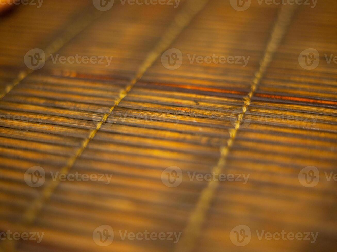 close up dirty old classic bamboo mat pattern background photo