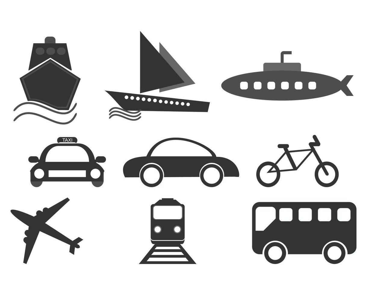transportation simple icon set vector