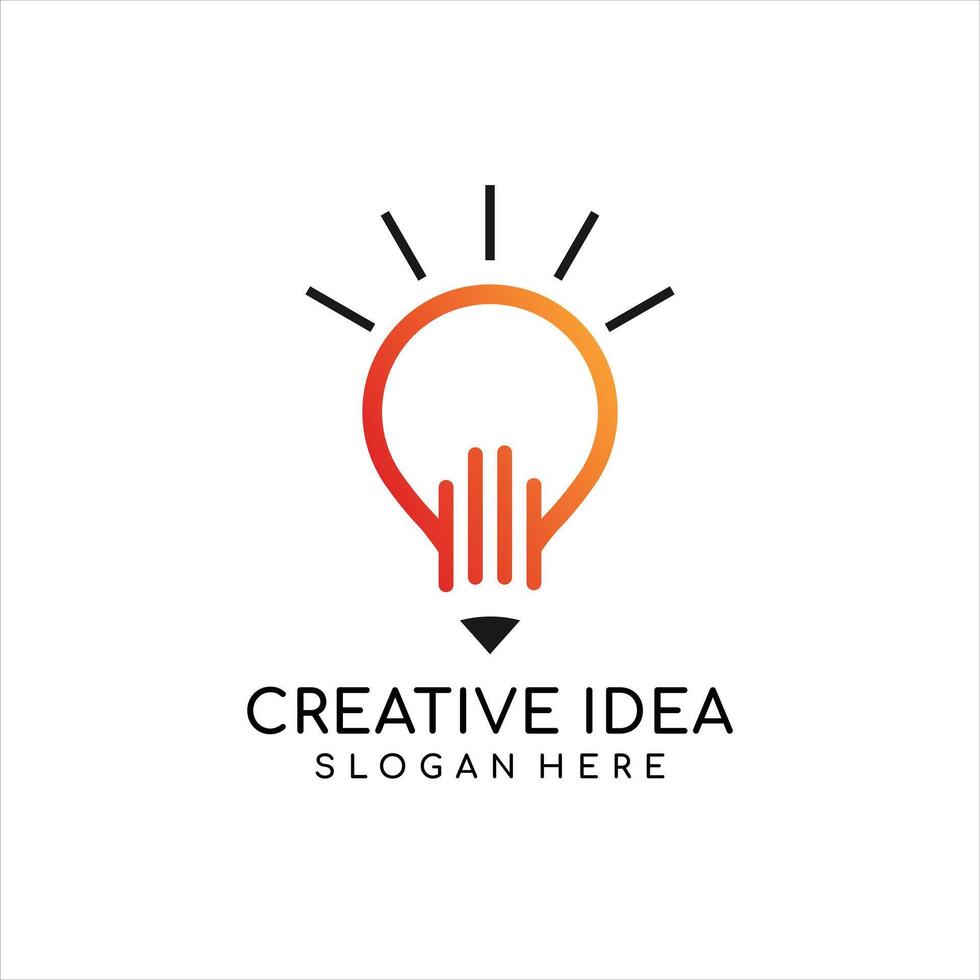 Pencil Idea Logo Template Design, pencil and bulb Idea logo design inspiration vector