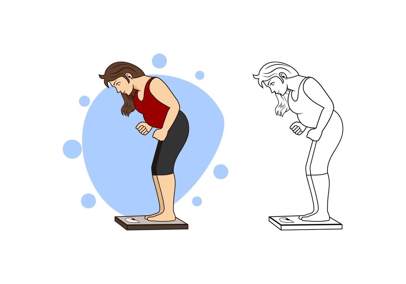 Woman Weighing Cartoon Design Illustration vector
