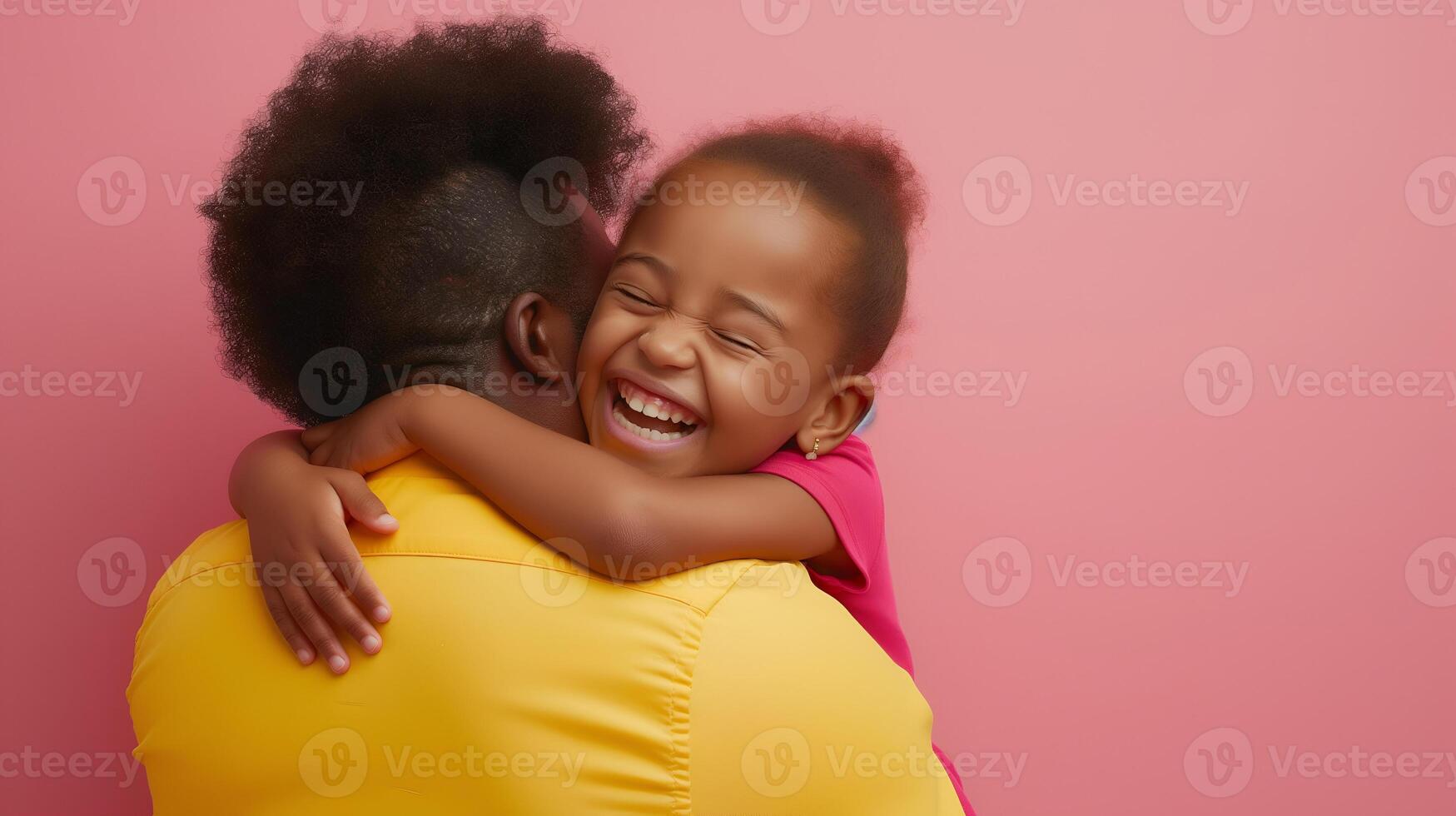 African father hugging his daughter. Happy father day concept. photo