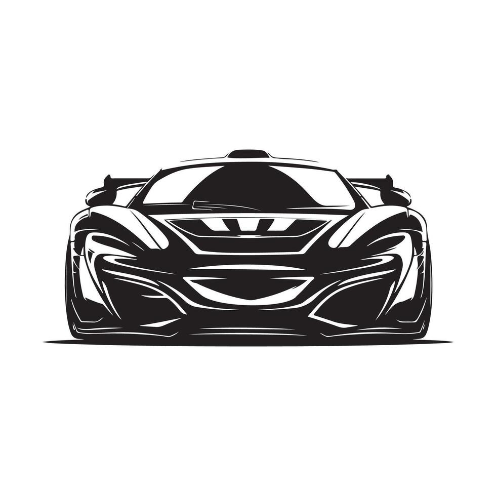 Front view sedan car Design in black and white color vector