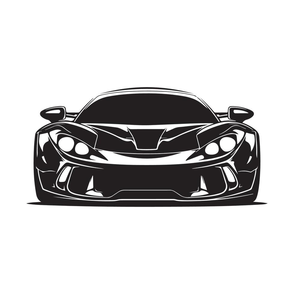 Front view sedan car Design in black and white color vector