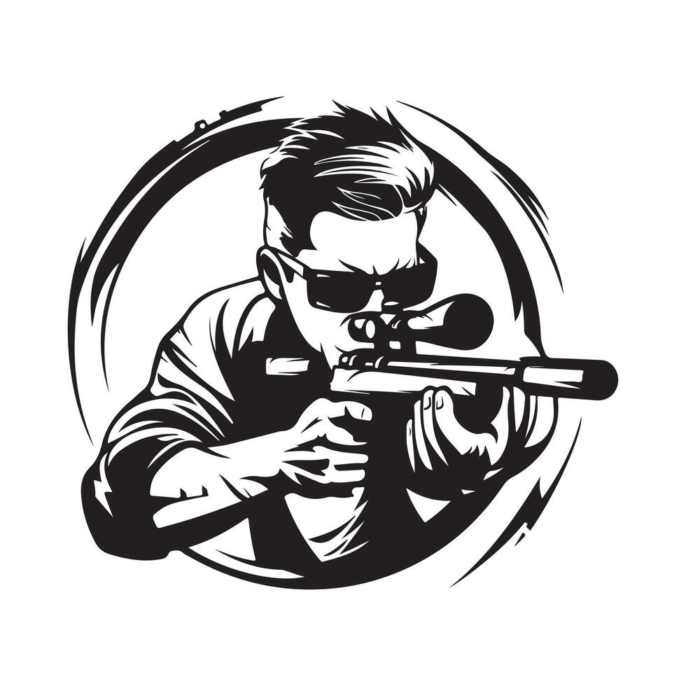 Shooting sport logo template isolated on white background vector