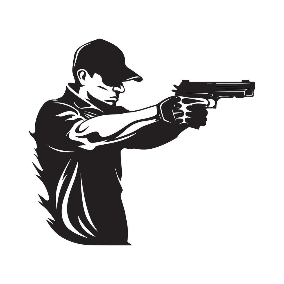 Man with gun silhouette image isolated on white background vector