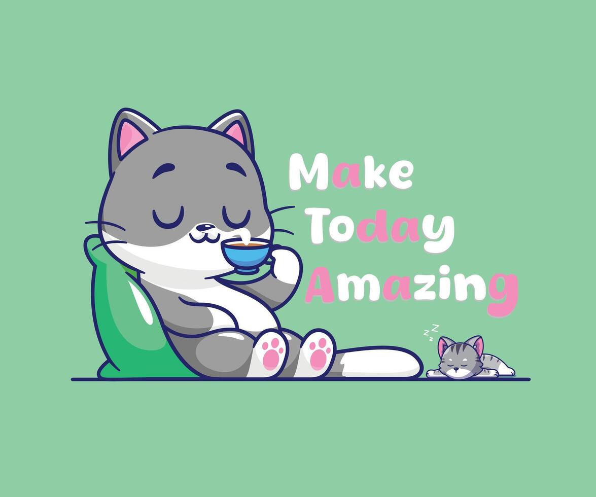 Green design with cute cats vector