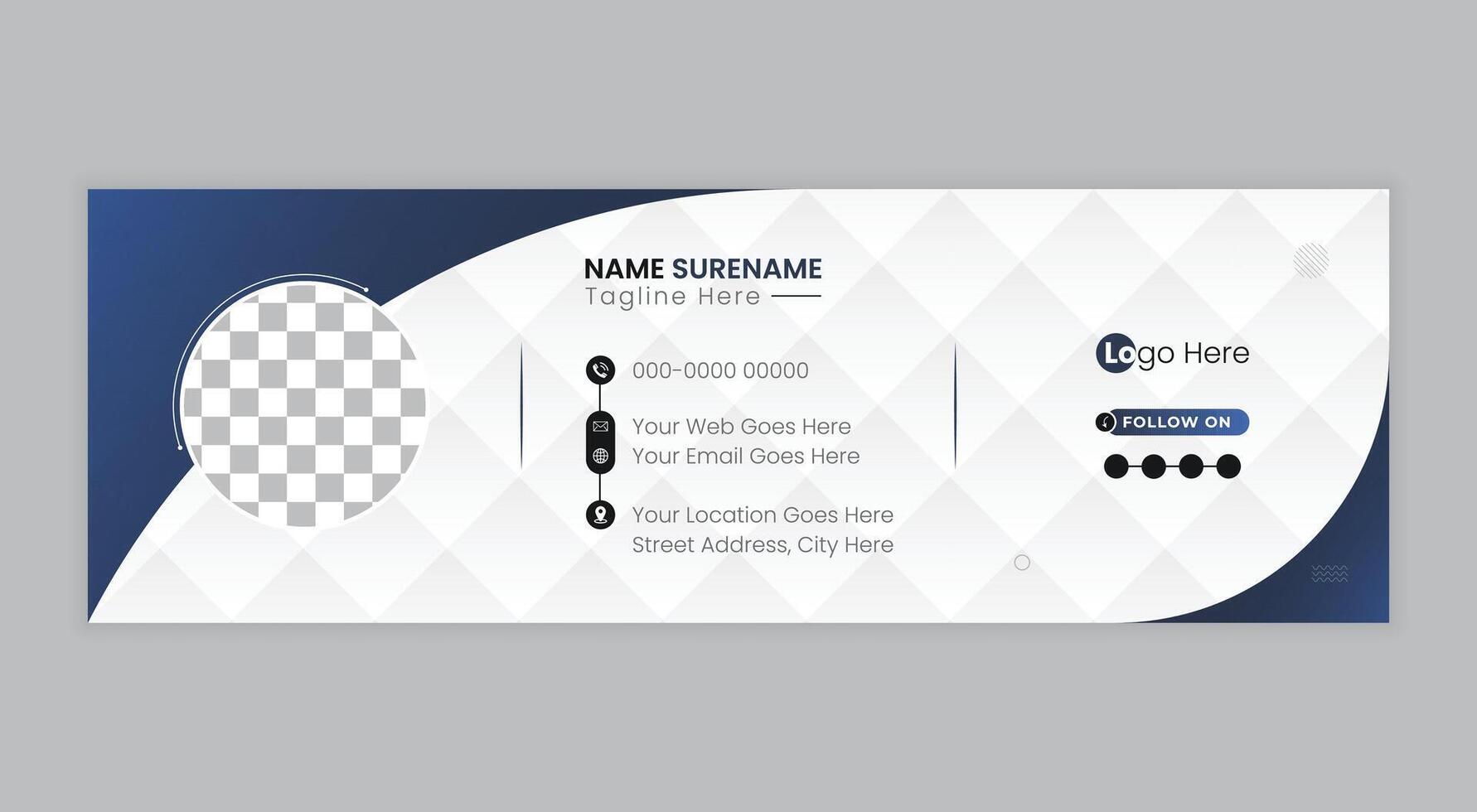 Corporate business email signature or email footer template with author photo, Office email signature layout, Personal social media cover design vector