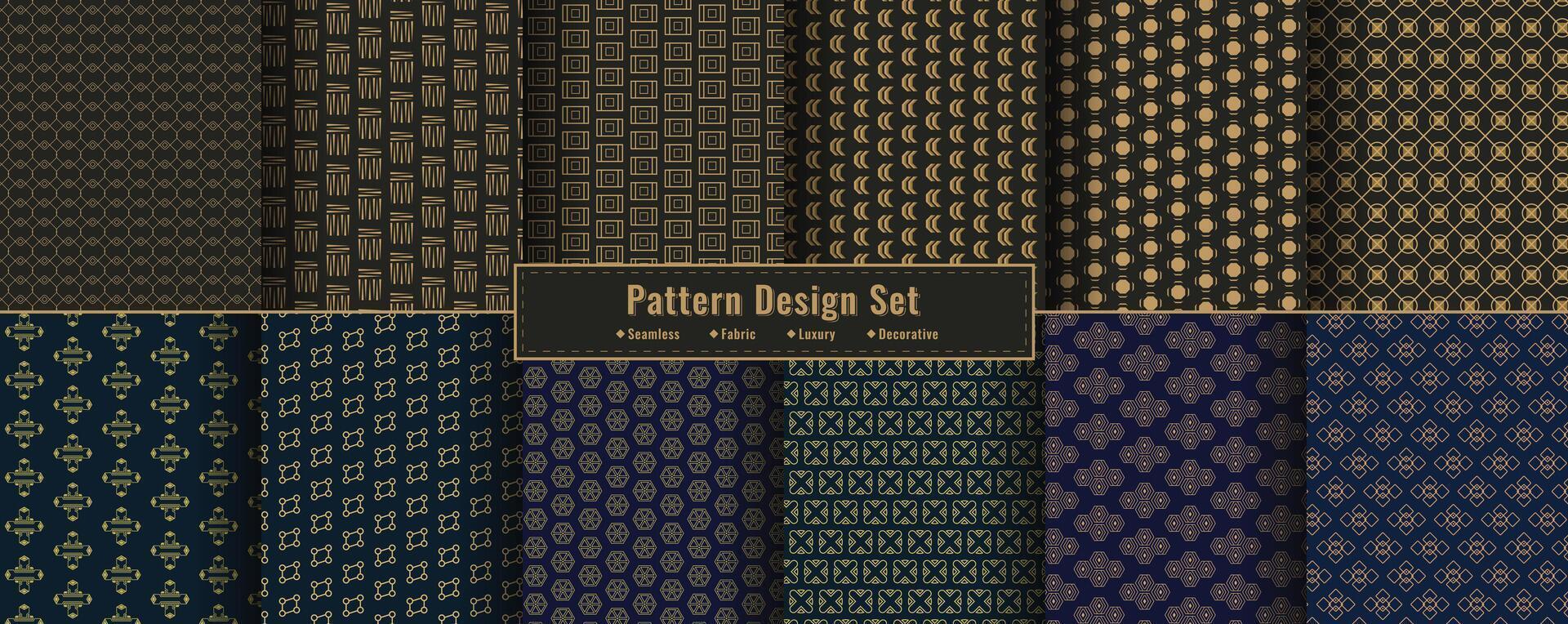 Luxury ornamental pattern bundle collection. Golden Islamic style geometric patterns background abstract repeating texture set for cover, t-shirt, wallpaper, carpet and decorative purposes vector