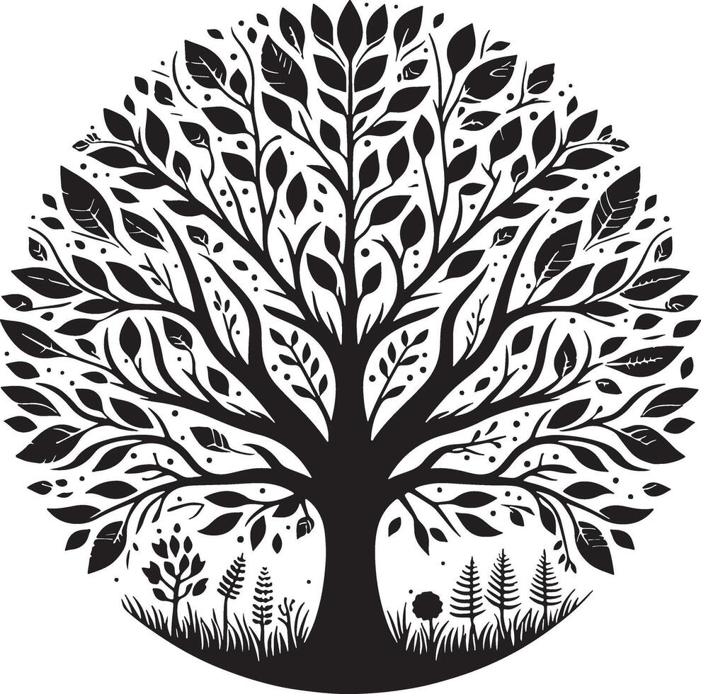 Black Tree silhouettes in black on white background vector