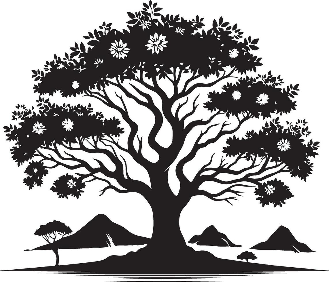 Black Tree silhouettes in black on white background vector