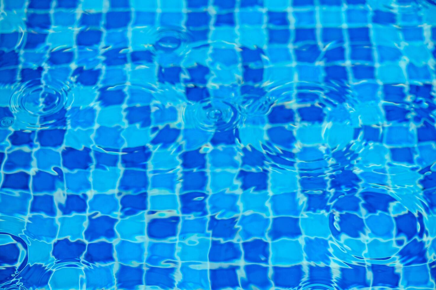 Round droplets of water over circles on pool water. Fresh water drop, whirl and splash.4 photo