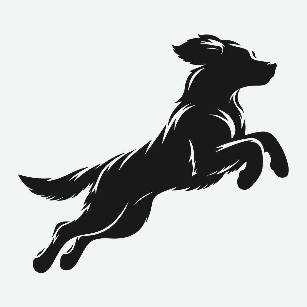 Dynamic Silhouette Jumping Dog, Perfect for Pet Lovers and Designers vector