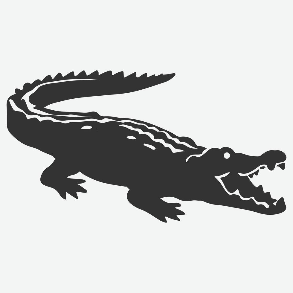 Majestic Silhouette Crocodile,Ideal for Creative Projects and Designs vector