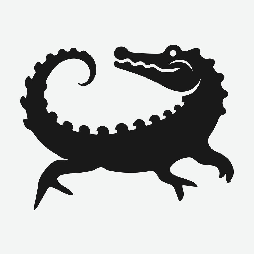 Majestic Silhouette Crocodile,Ideal for Creative Projects and Designs vector