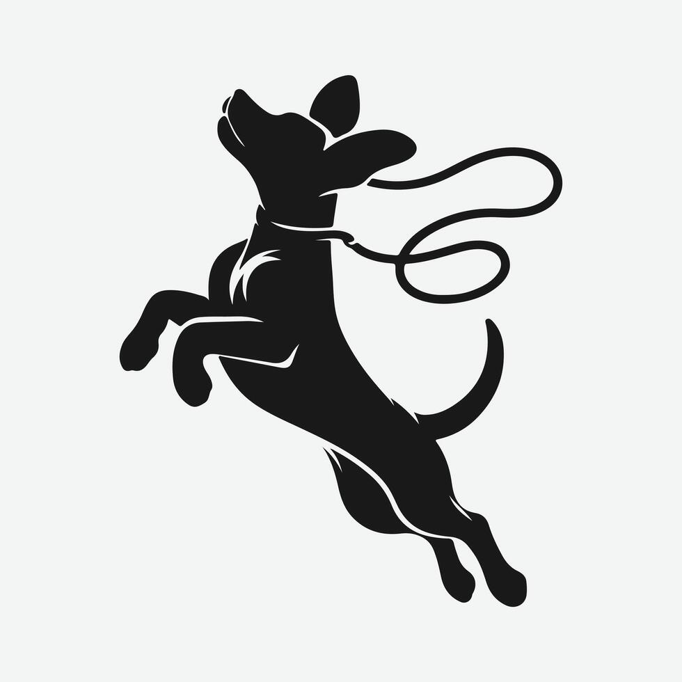 Dynamic Silhouette Jumping Dog, Perfect for Pet Lovers and Designers vector