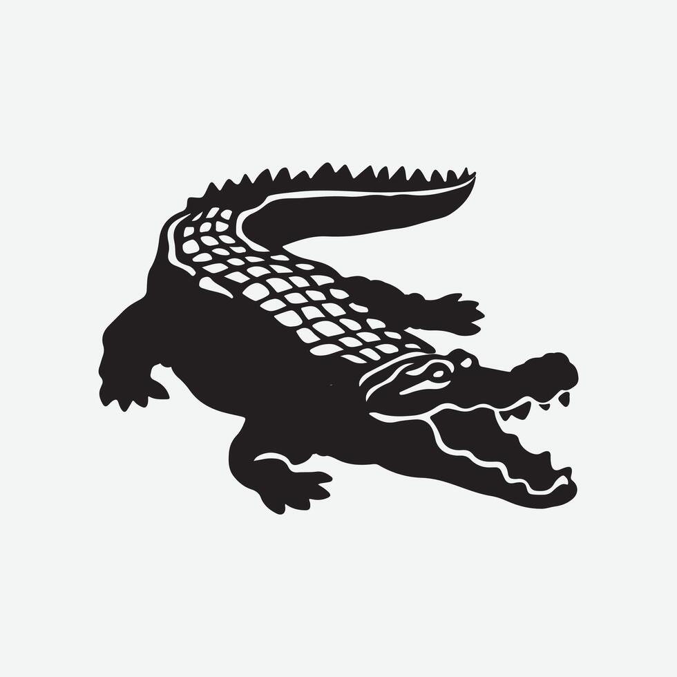 Majestic Silhouette Crocodile,Ideal for Creative Projects and Designs vector