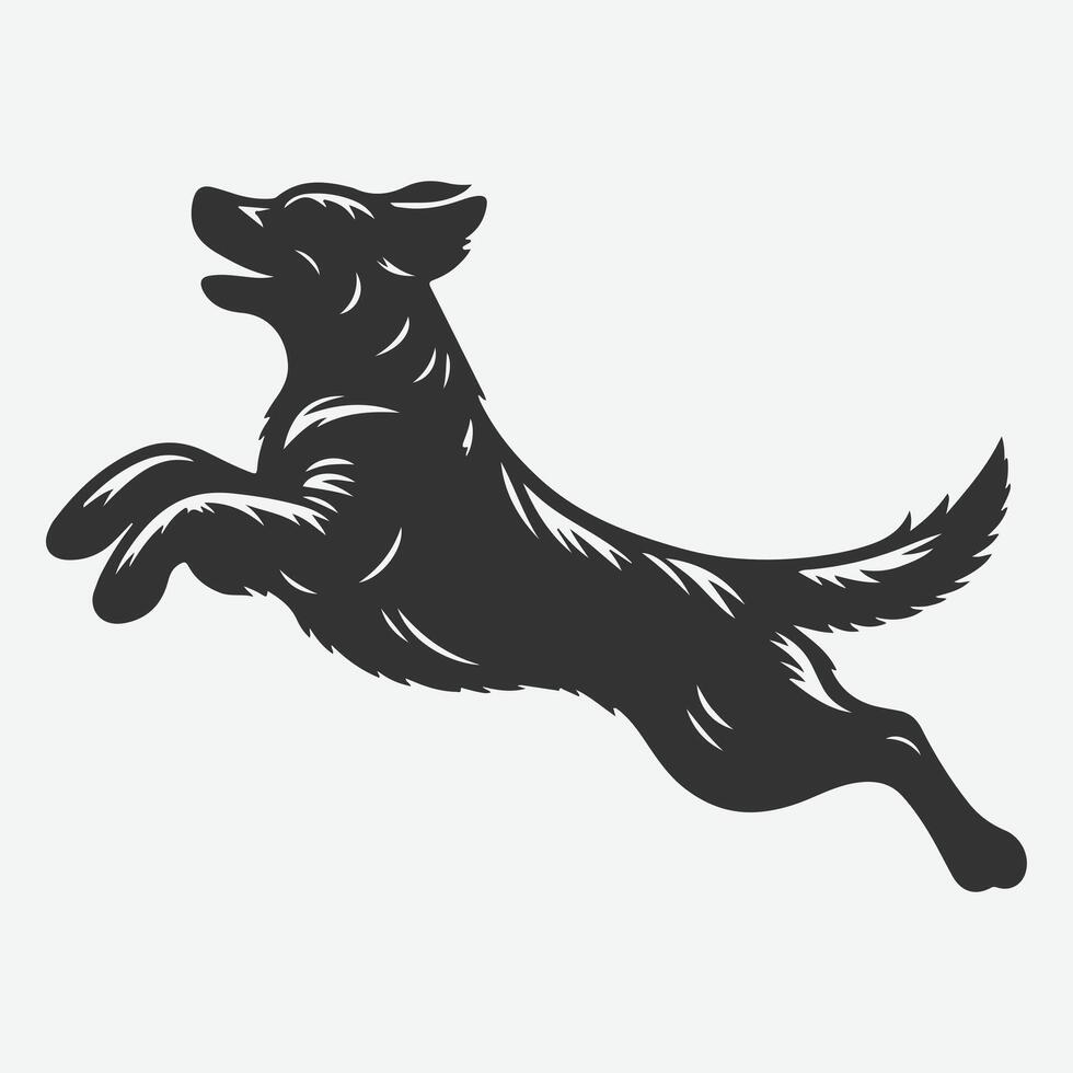 Dynamic Silhouette Jumping Dog, Perfect for Pet Lovers and Designers vector