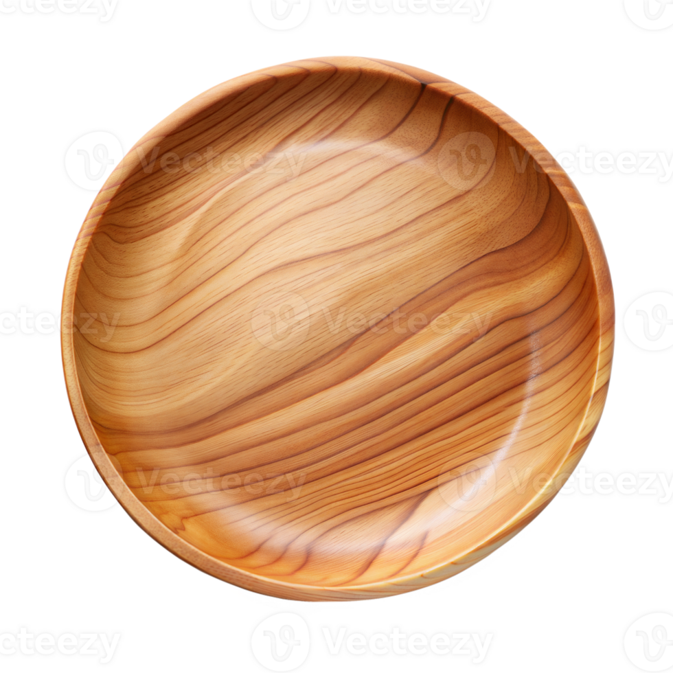 Empty Wooden Serving Bowl Isolated on Transparent Background png