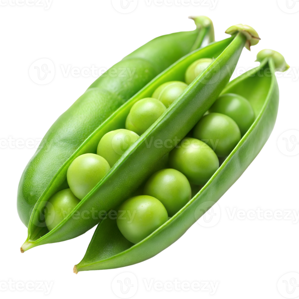 Fresh Green Pea Pods With Seeds Isolated on Transparent Background png