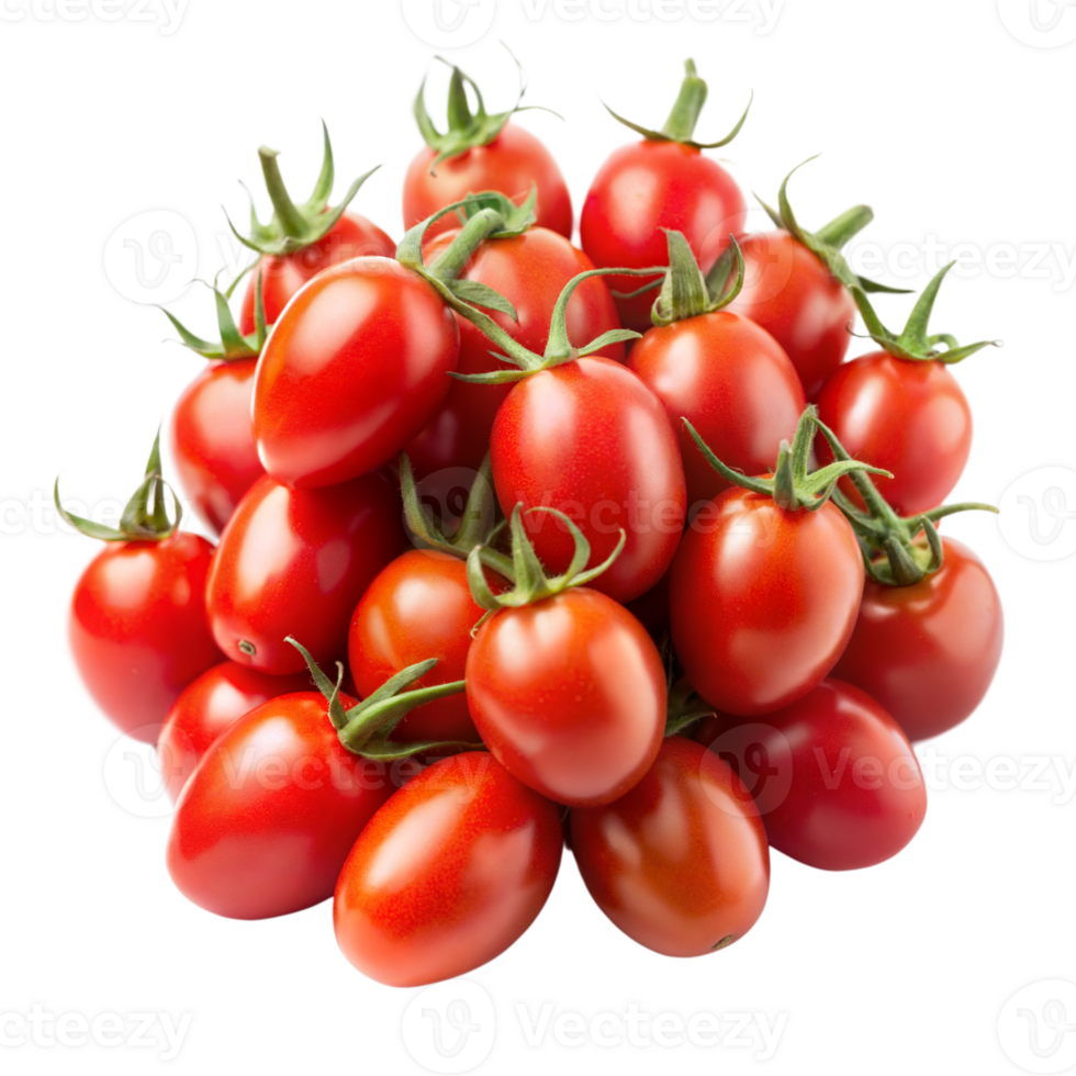 A Pile of Fresh Red Roma Tomatoes Isolated on Transparent Background png
