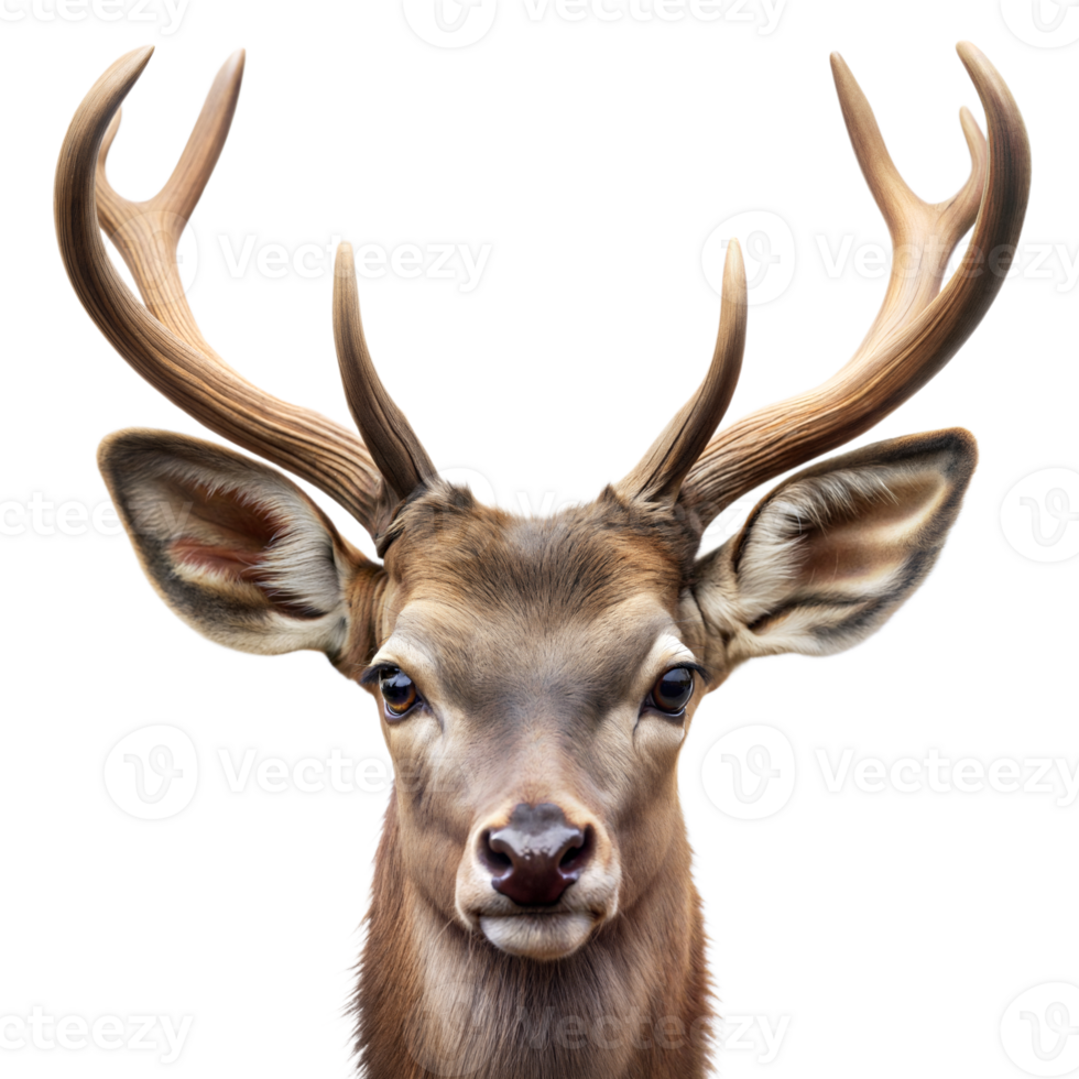 Close Up Portrait of a Male Deer With Large Antlers png
