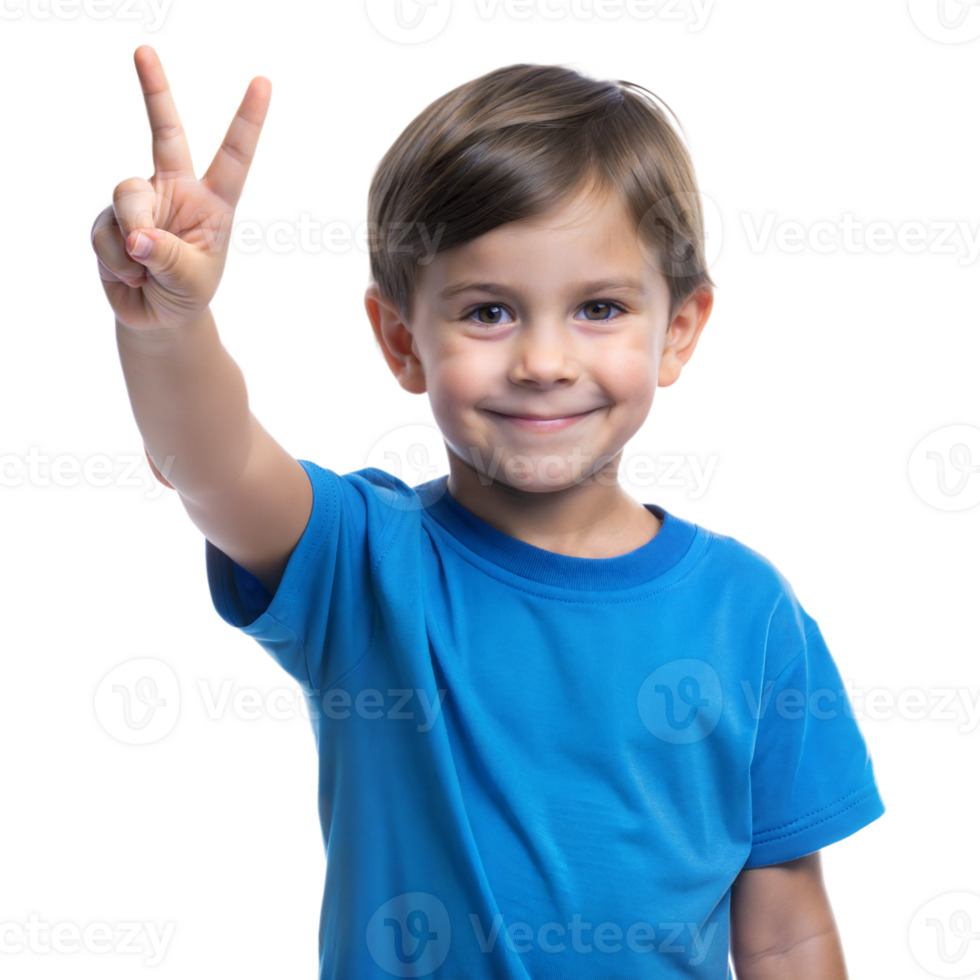 sorridente Garoto dando Paz placa com dois dedos png