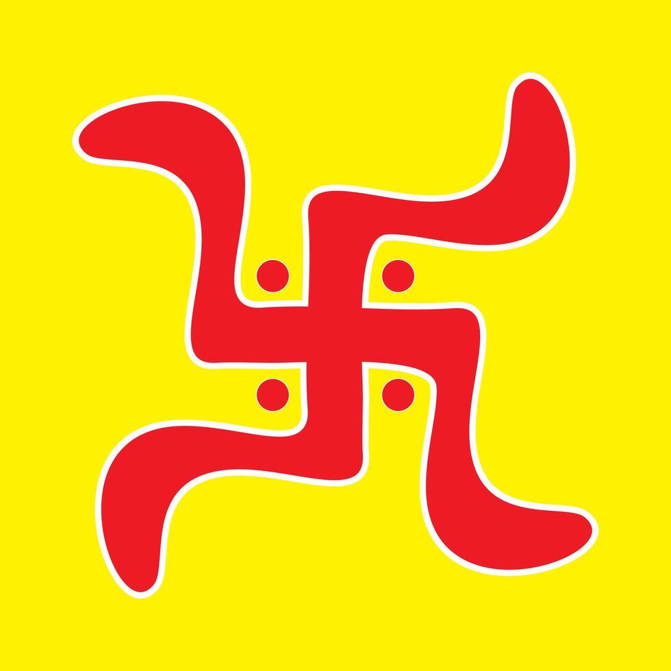 The Swastika symbol, Swastik, sacred symbol of Hindus of divinity and spirituality icon in flat style design isolated on yellow background vector