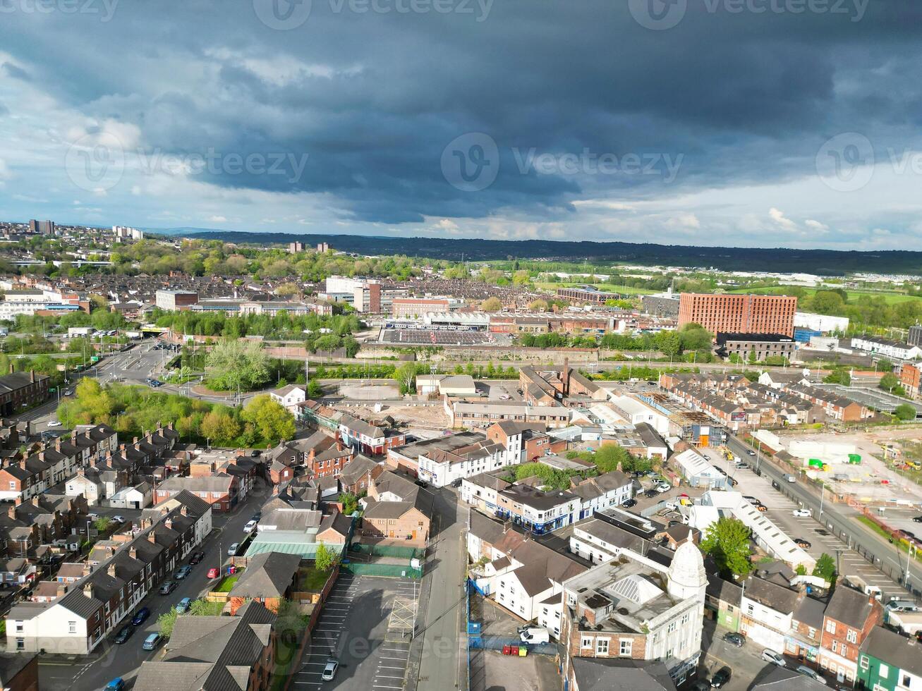 High Angle View of Stock-on-Trent City of England, United Kingdom. May 4th, 2024 photo