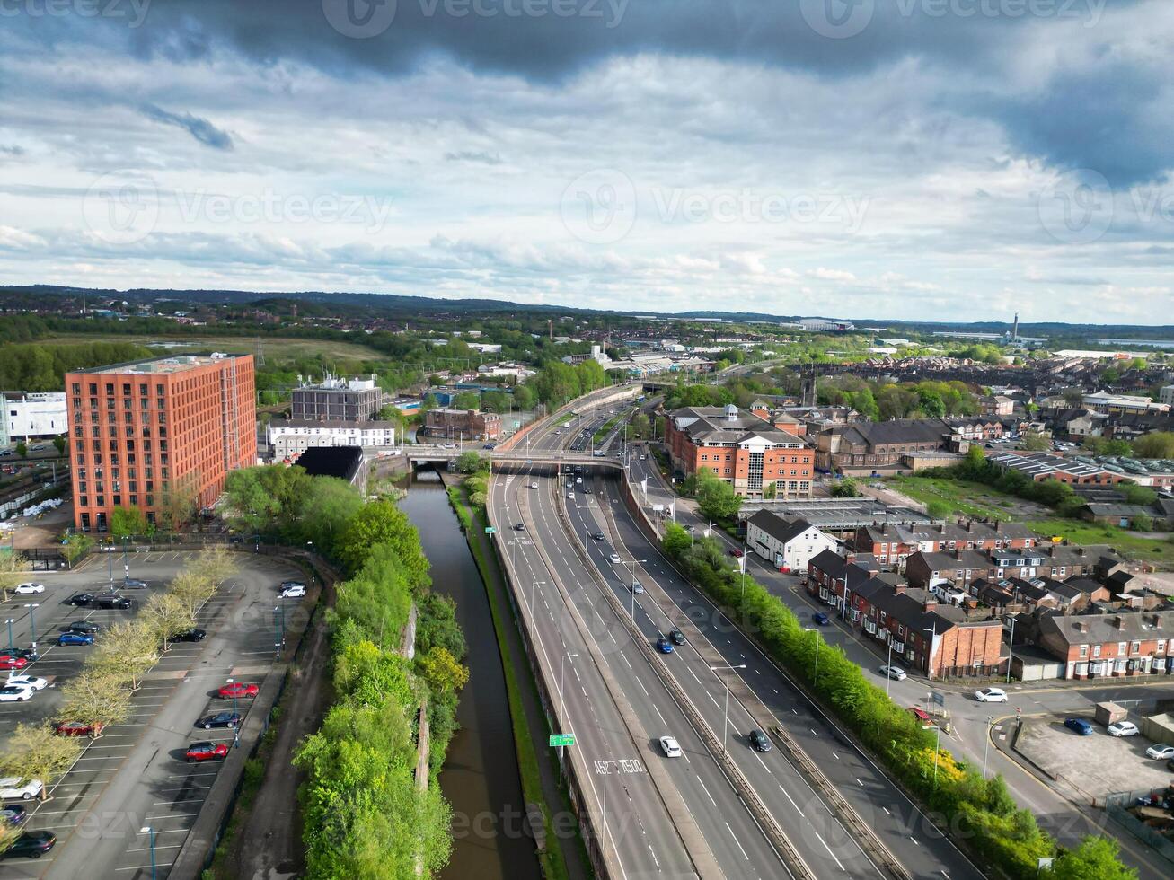 High Angle View of Stock-on-Trent City of England, United Kingdom. May 4th, 2024 photo