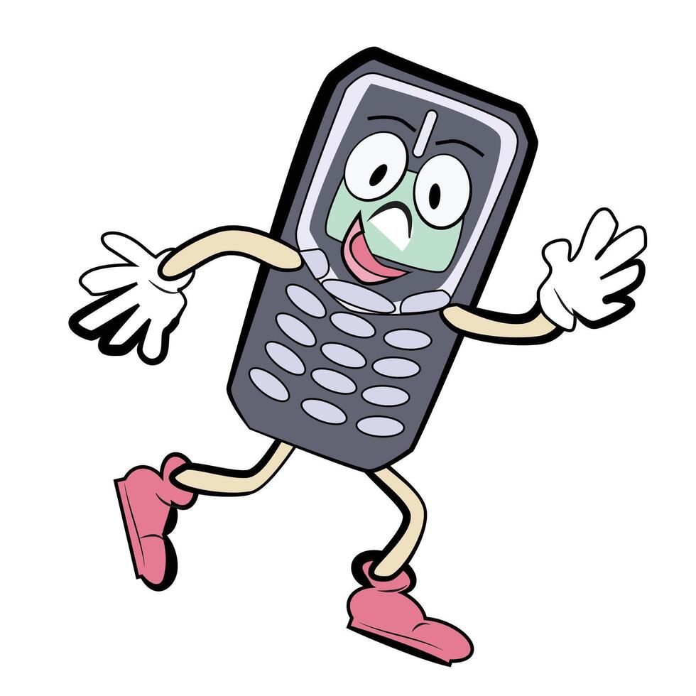 Old Phone Retro Mascot vector