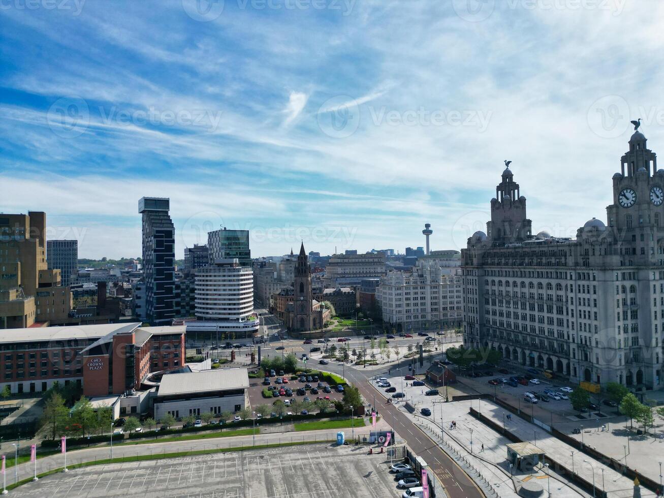 High Angle View of Modern British City Centre of Liverpool, The Maritime city in northwest England, United Kingdom. May 5th, 2024 photo