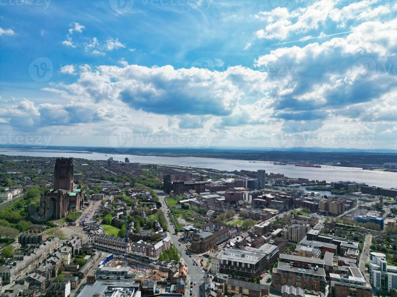 High Angle View of Modern British City Centre of Liverpool, The Maritime city in northwest England, United Kingdom. May 5th, 2024 photo