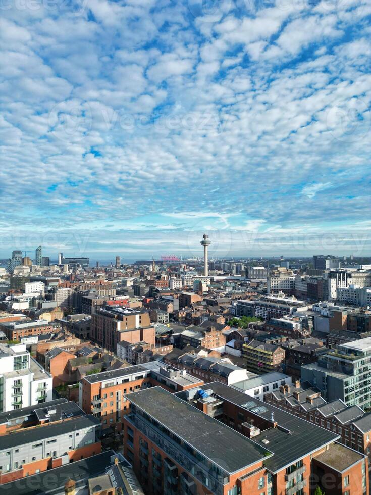 High Angle View of Modern British City Centre of Liverpool, The Maritime city in northwest England, United Kingdom. May 5th, 2024 photo