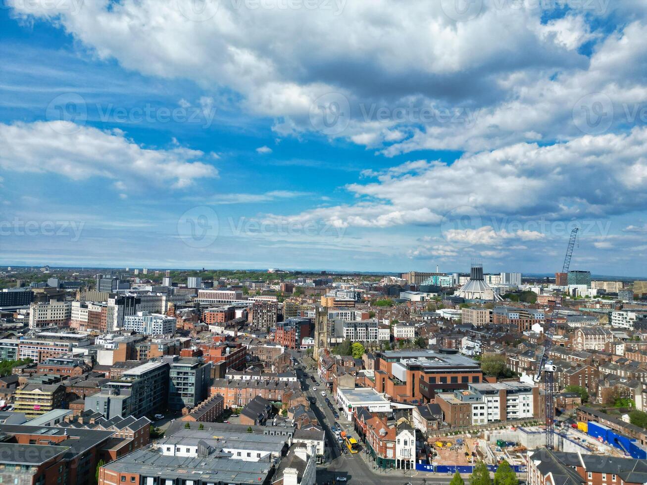 High Angle View of Modern British City Centre of Liverpool, The Maritime city in northwest England, United Kingdom. May 5th, 2024 photo