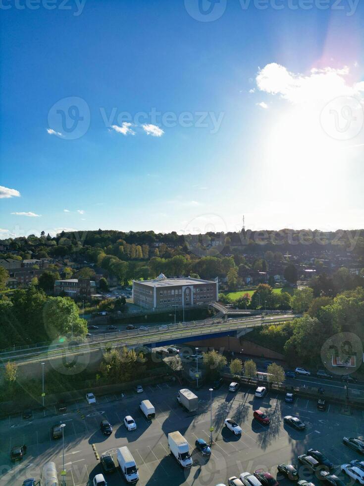 Aerial View of Luton City During Bright sunny day over England UK. October 22nd, 2023 photo