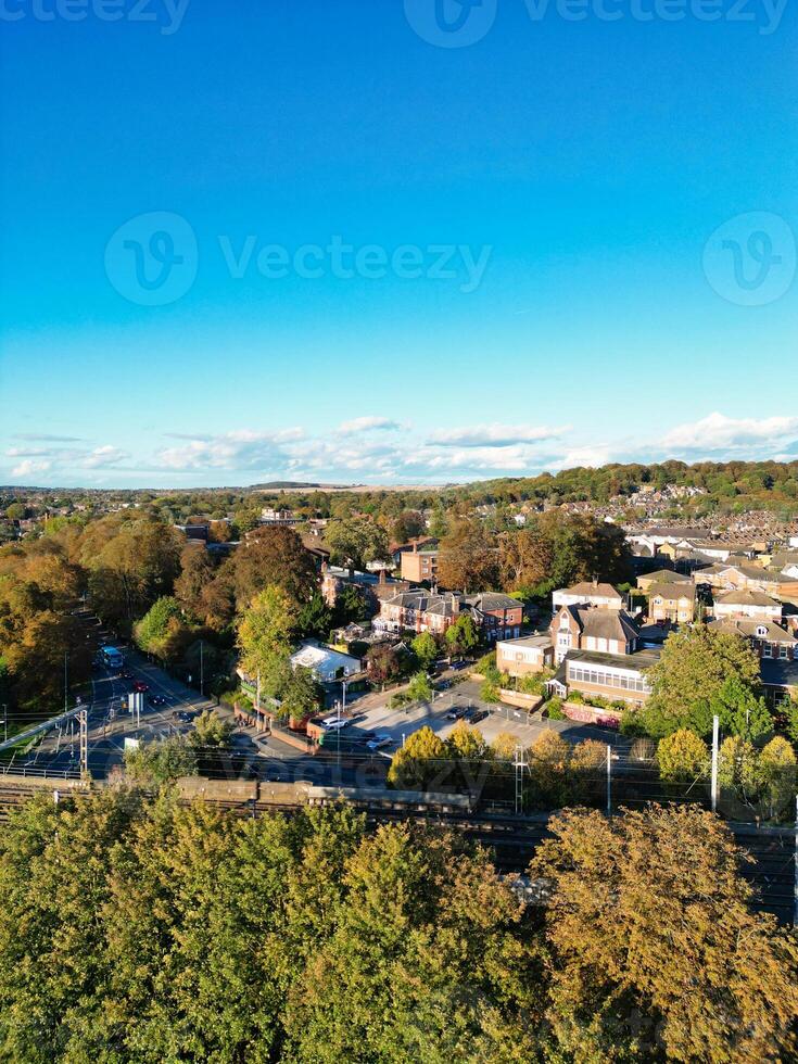 Aerial View of Luton City During Bright sunny day over England UK. October 22nd, 2023 photo