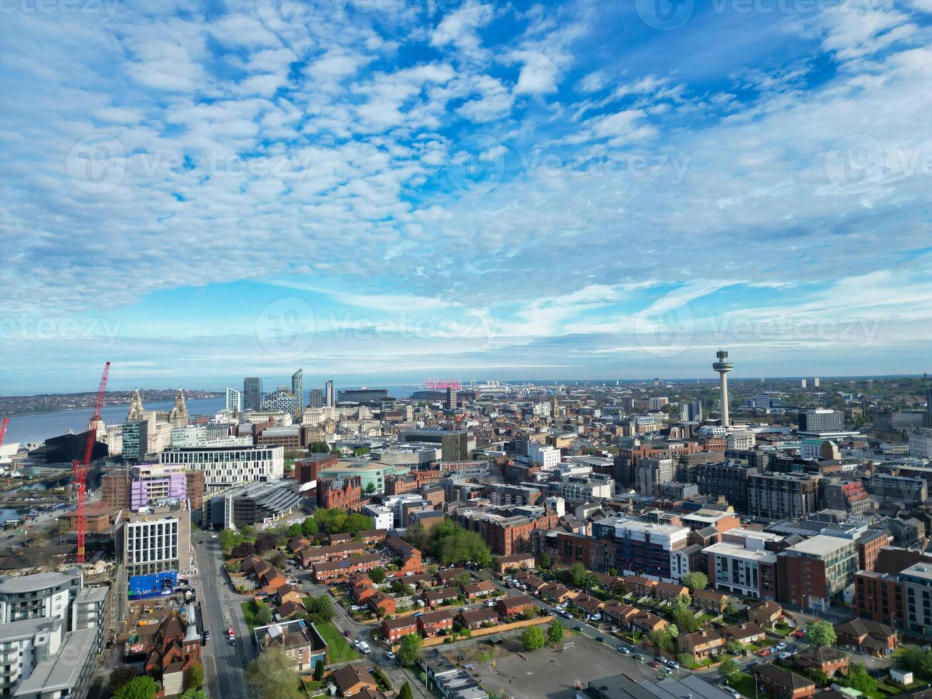 High Angle View of Modern British City Centre of Liverpool, The Maritime city in northwest England, United Kingdom. May 5th, 2024 photo
